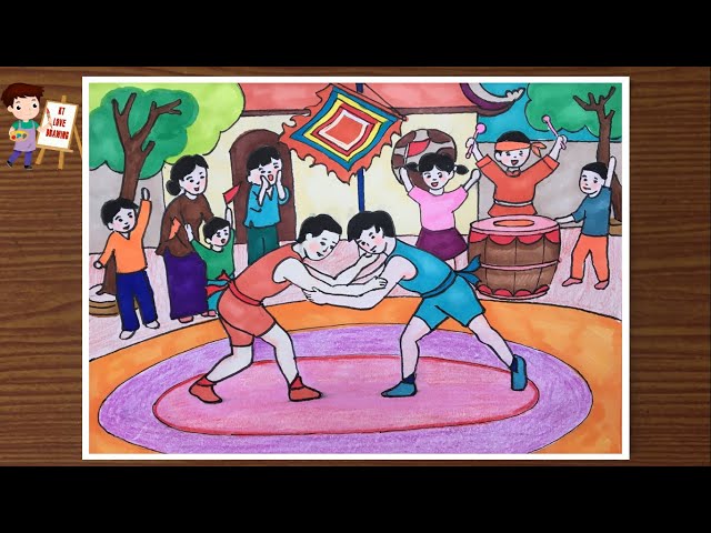 Tranh Lễ Hội Đấu Vật Gallery 1