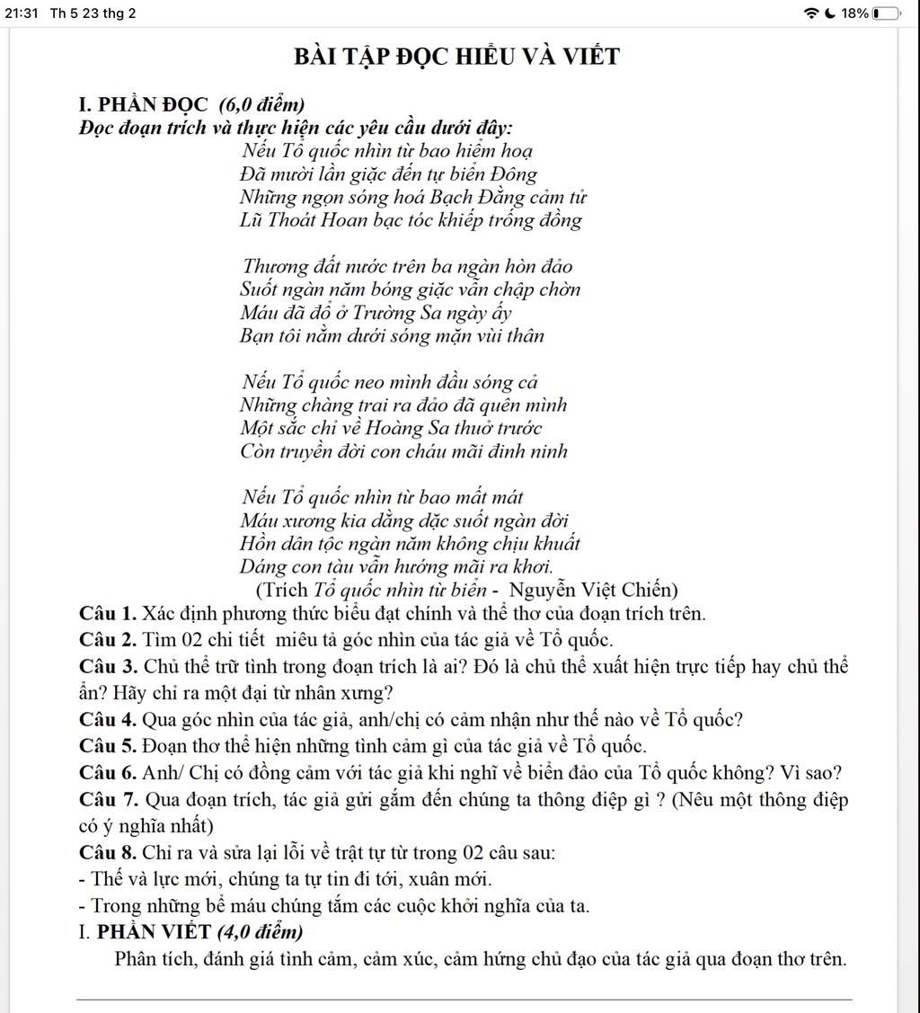Phân tích bài thơ Tổ quốc nhìn từ biển Gallery 1