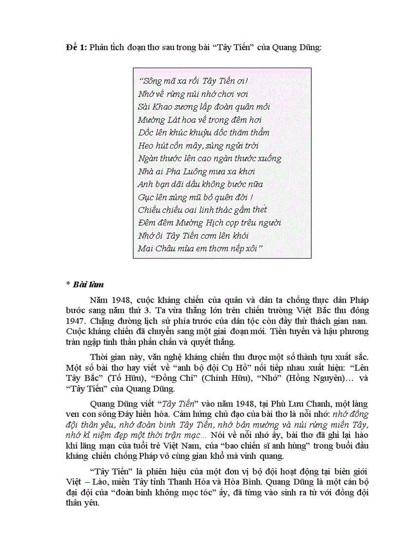 Phân tích khổ thơ 1 bài Tây Tiến Gallery 1