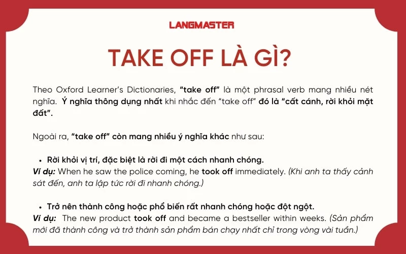 Took Off Nghĩa Là Gì?