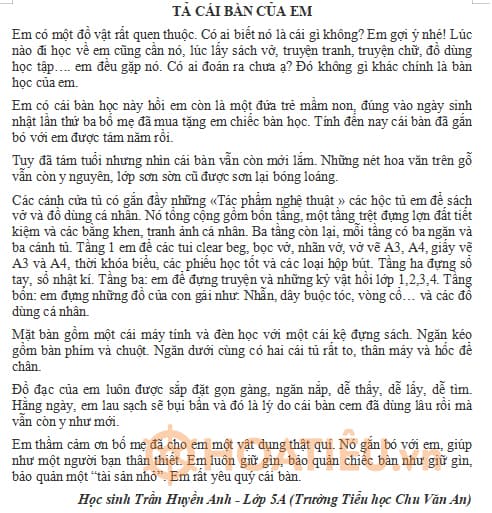 Top 10 Bài Văn Tả Cái Bàn Học Hay Nhất