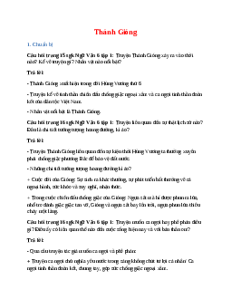 Trả lời câu hỏi bài Thánh Gióng lớp 6