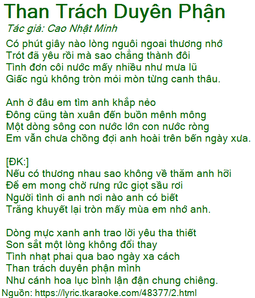 Trách Duyên Trách Phận Lời