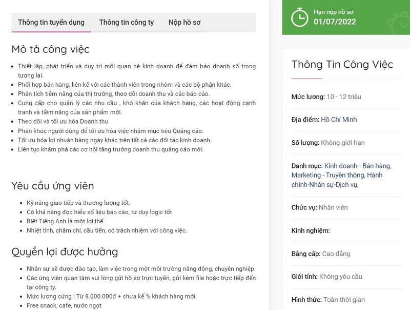 Mô tả công việc Nhân viên Sales Gallery 1