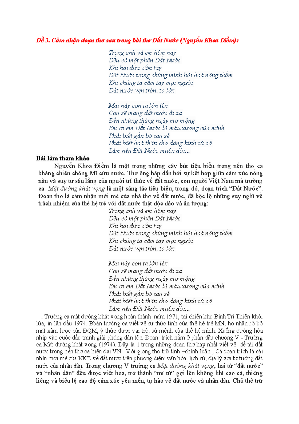 Cảm nhận về đoạn thơ "Anh và em hôm nay" đến "làm nên đất nước muôn đời" Gallery 2