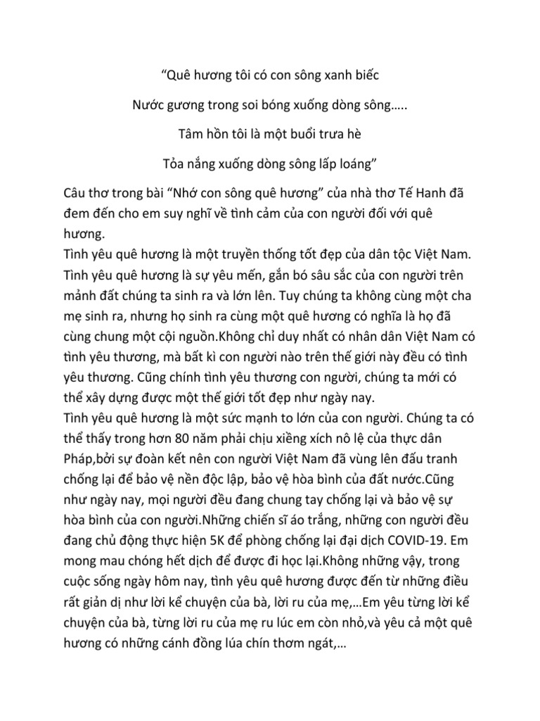 Suy nghĩ về tình cảm của con người với quê hương lớp 6 Gallery 2