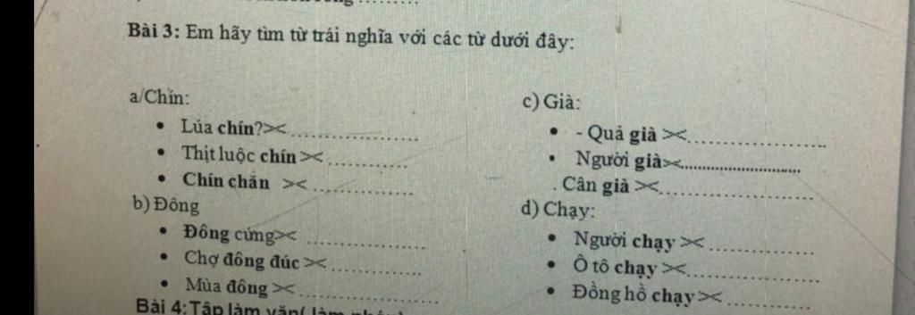 Trái nghĩa với lúa chín là gì?