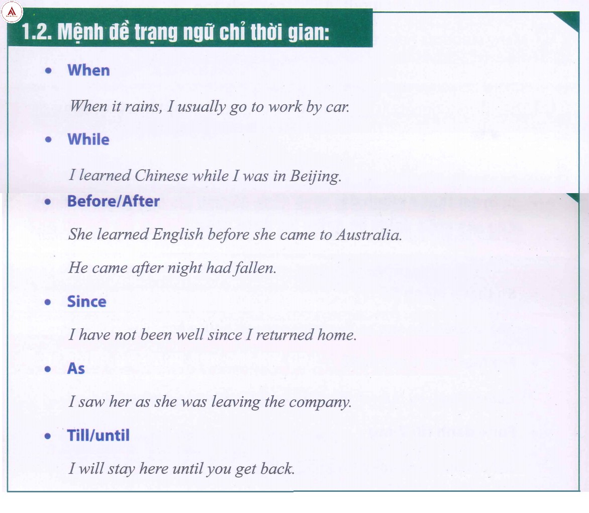 Trạng ngữ chỉ thời gian là gì?