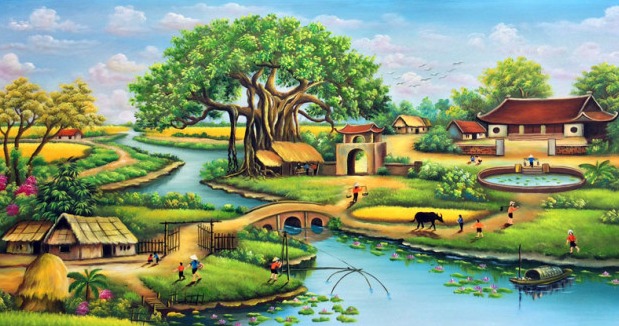 Tranh Cây Đa Giếng Nước Sân Đình: Hình Ảnh Quê Hương Việt Nam