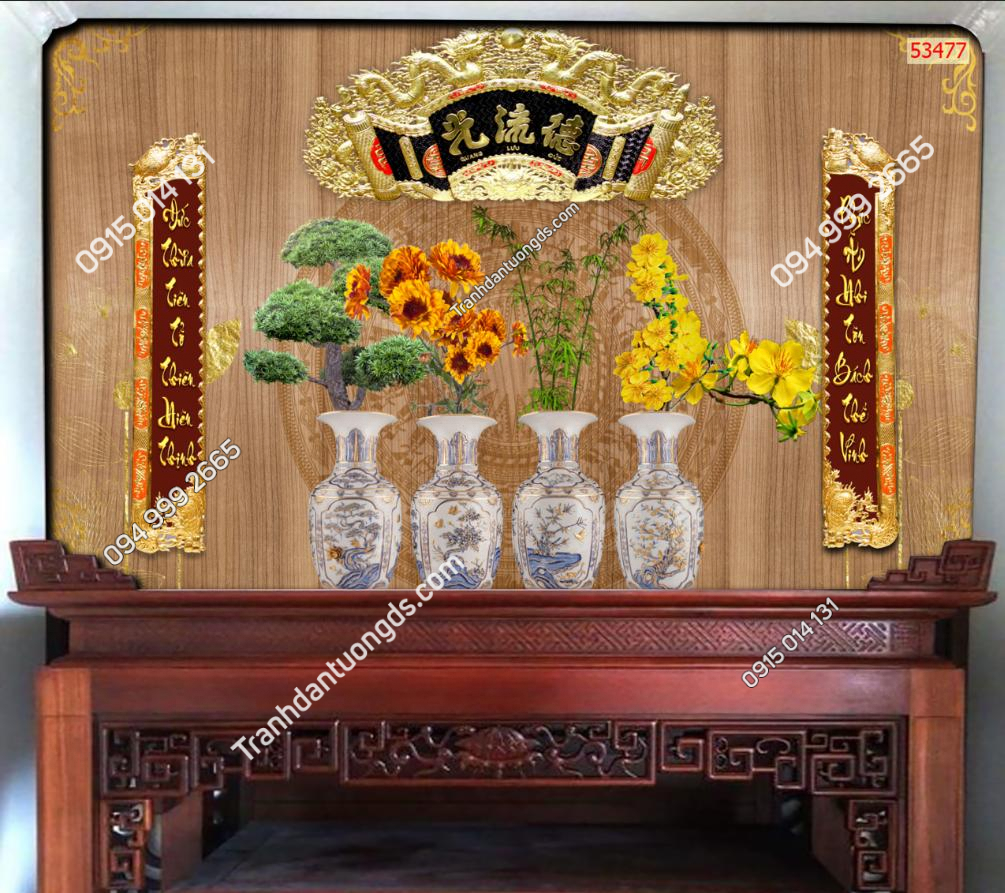 Tranh dán tường bàn thờ: Tôn nghiêm, trang trọng và hiện đại