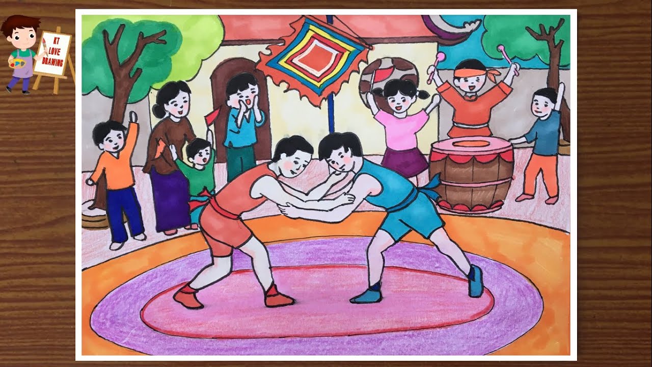 Tranh Lễ Hội Đấu Vật