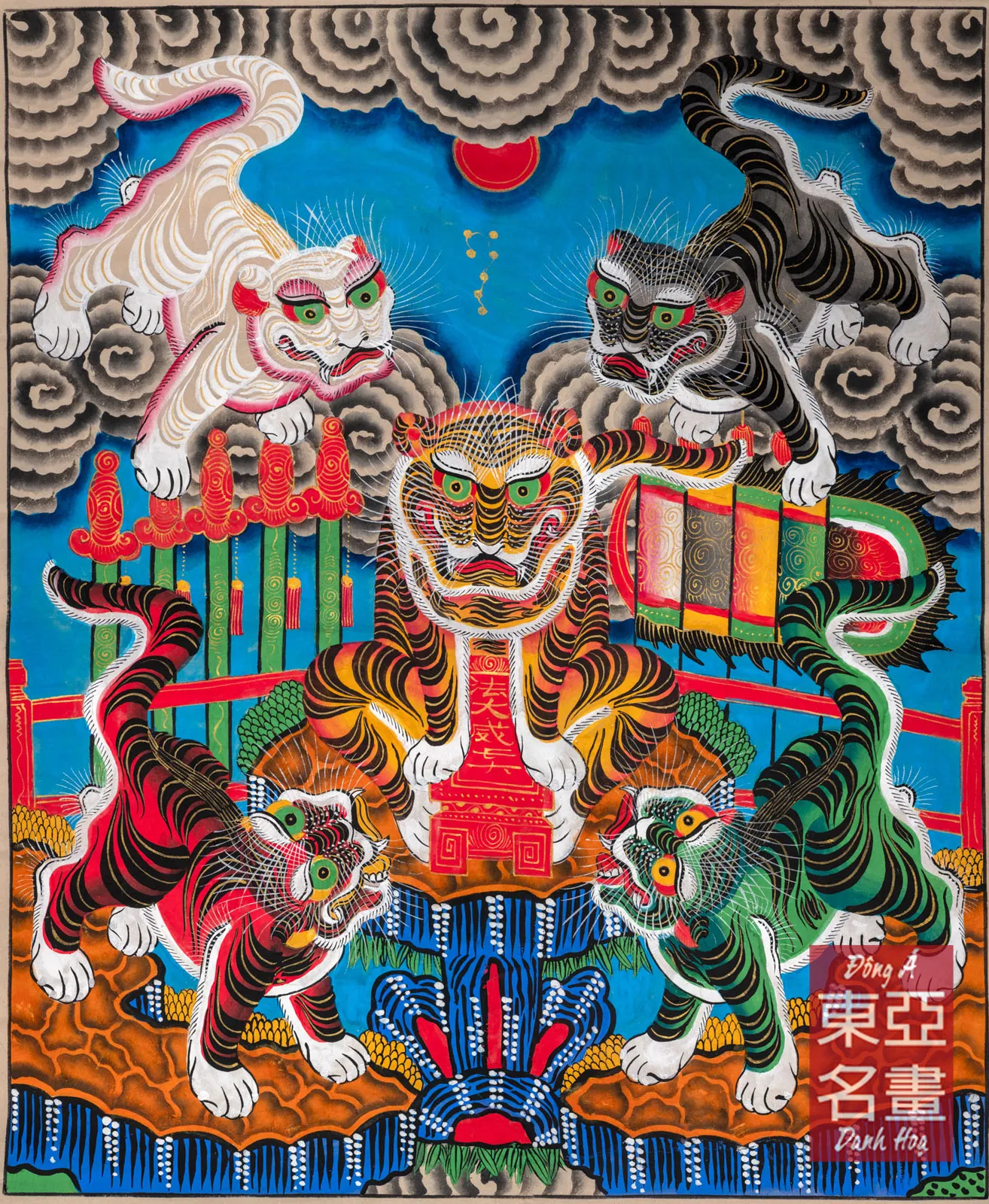 Tranh Ngũ Hổ Hàng Trống