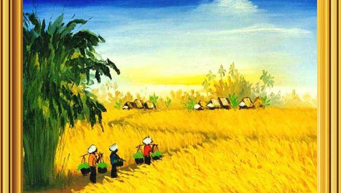 Tranh Phong Cảnh Đồng Lúa: vẻ đẹp mê hoặc của thôn quê Việt Nam