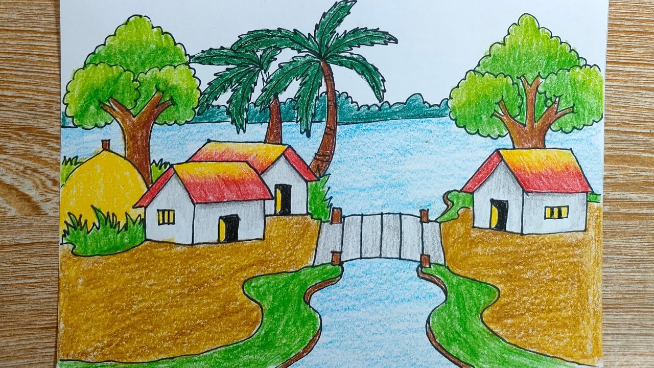 Tranh Phong Cảnh Quê Hương Đơn Giản