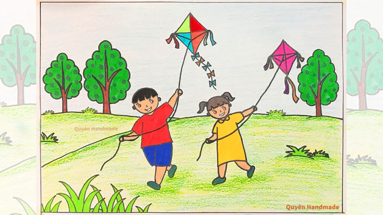 Tranh Thả Diều Mùa Hè