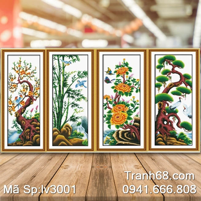 Tranh Thêu Tứ Quý