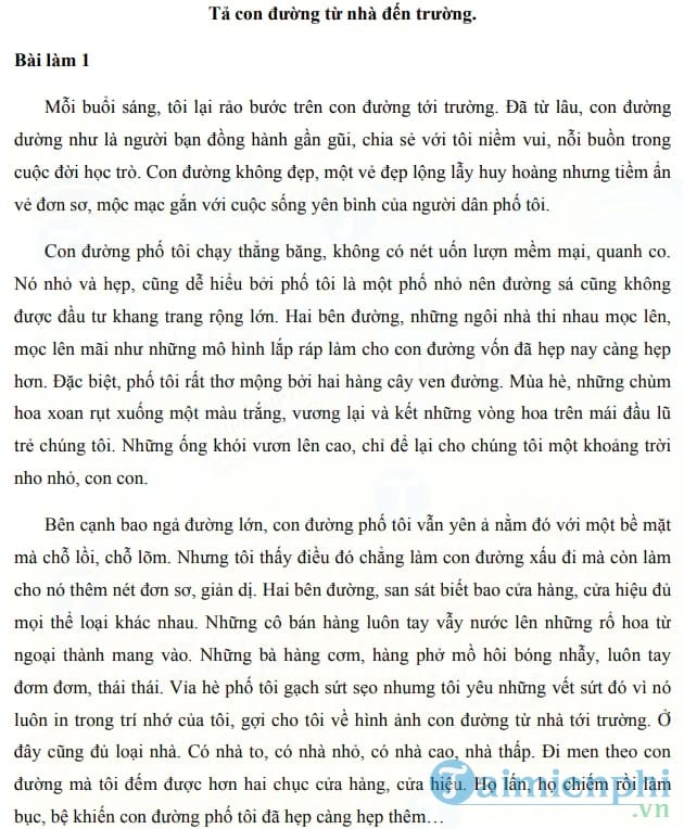 Bài Văn Tả Con Đường Đến Trường Lớp 5 Gallery 2