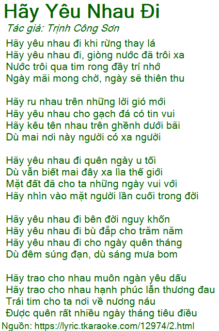 Trịnh Công Sơn Hãy Yêu Nhau Đi