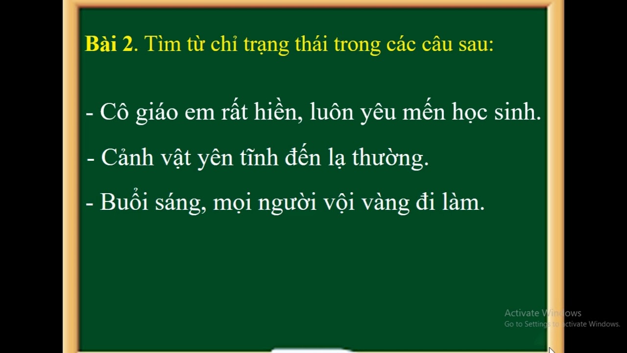 Từ chỉ trạng thái là gì lớp 3?