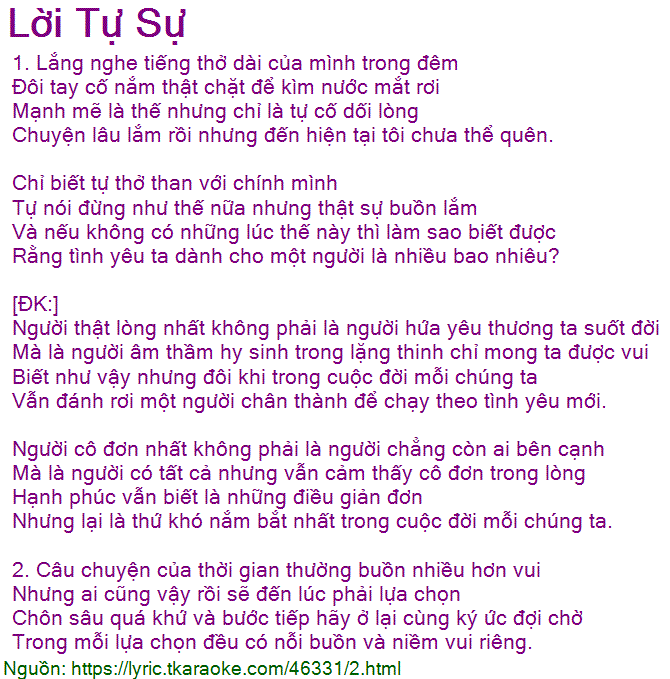 Tự Sự Lời Bài Hát Gallery 2