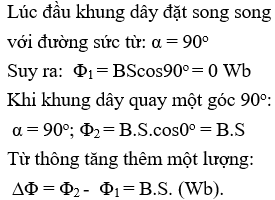 Từ thông qua khung dây có diện tích S đặt trong từ trường đều đạt giá trị cực đại khi nào?