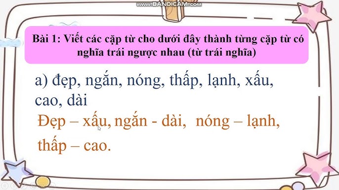 Từ Trái Nghĩa Lớp 2