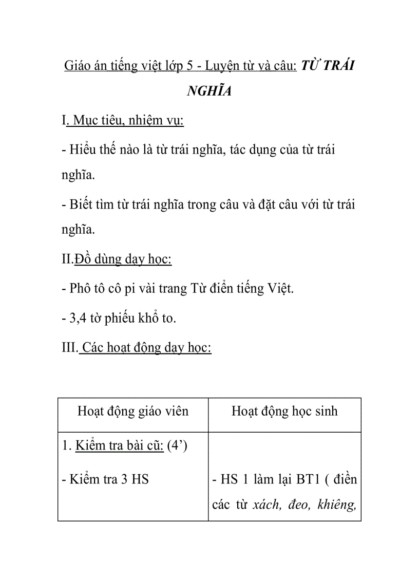 Từ trái nghĩa lớp 5: Học dễ dàng và hiệu quả
