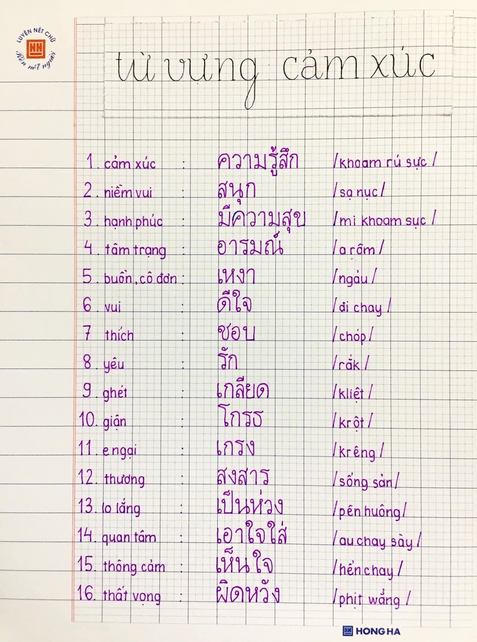Từ vựng tiếng Thái cơ bản và nâng cao Gallery 1