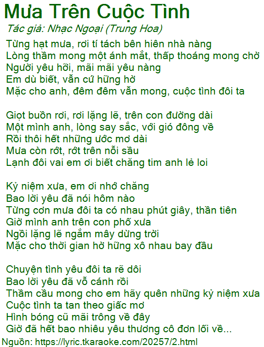 Từng Giọt Mưa Rơi Tí Tách Bên Hiên Nhà Nàng
