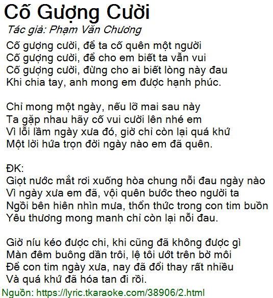 Lời Bài Hát Gượng Cười Hay Nhất Gallery 1