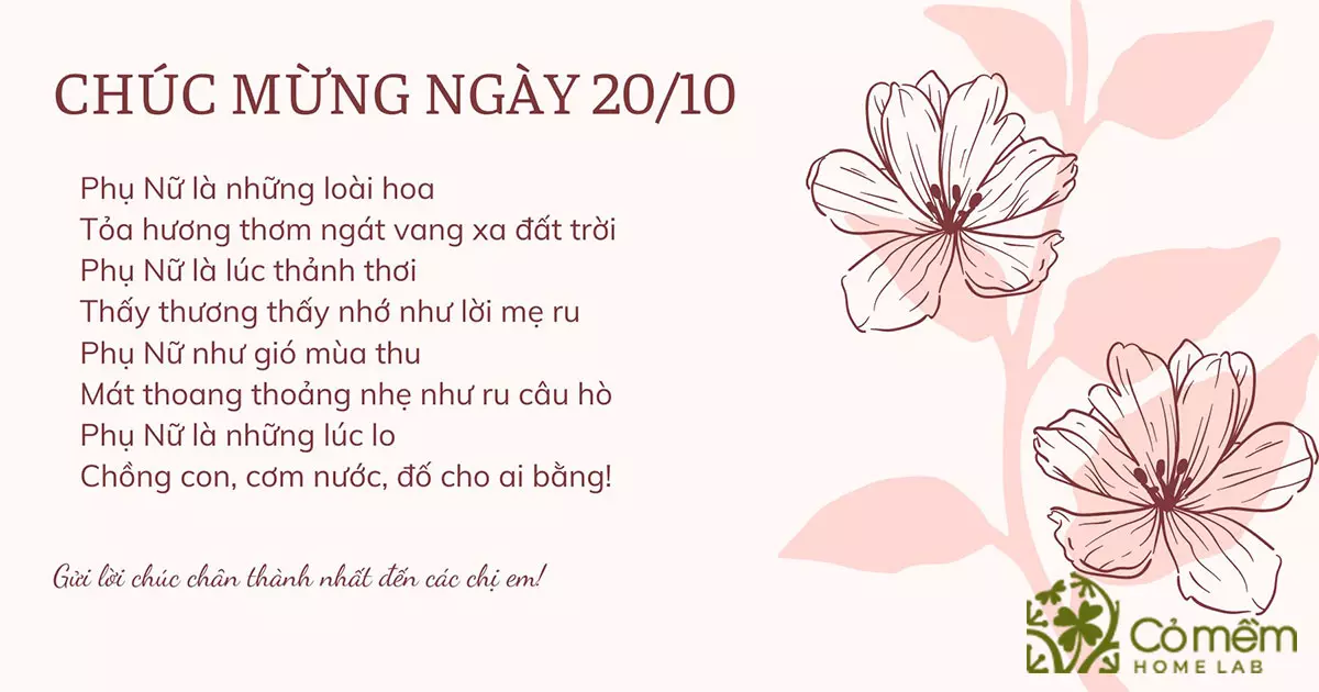 Thơ Chúc 20/10 Hay Nhất - Lời Chúc Ngọt Ngào Tặng Người Phụ Nữ Bạn Yêu Thương Gallery 1