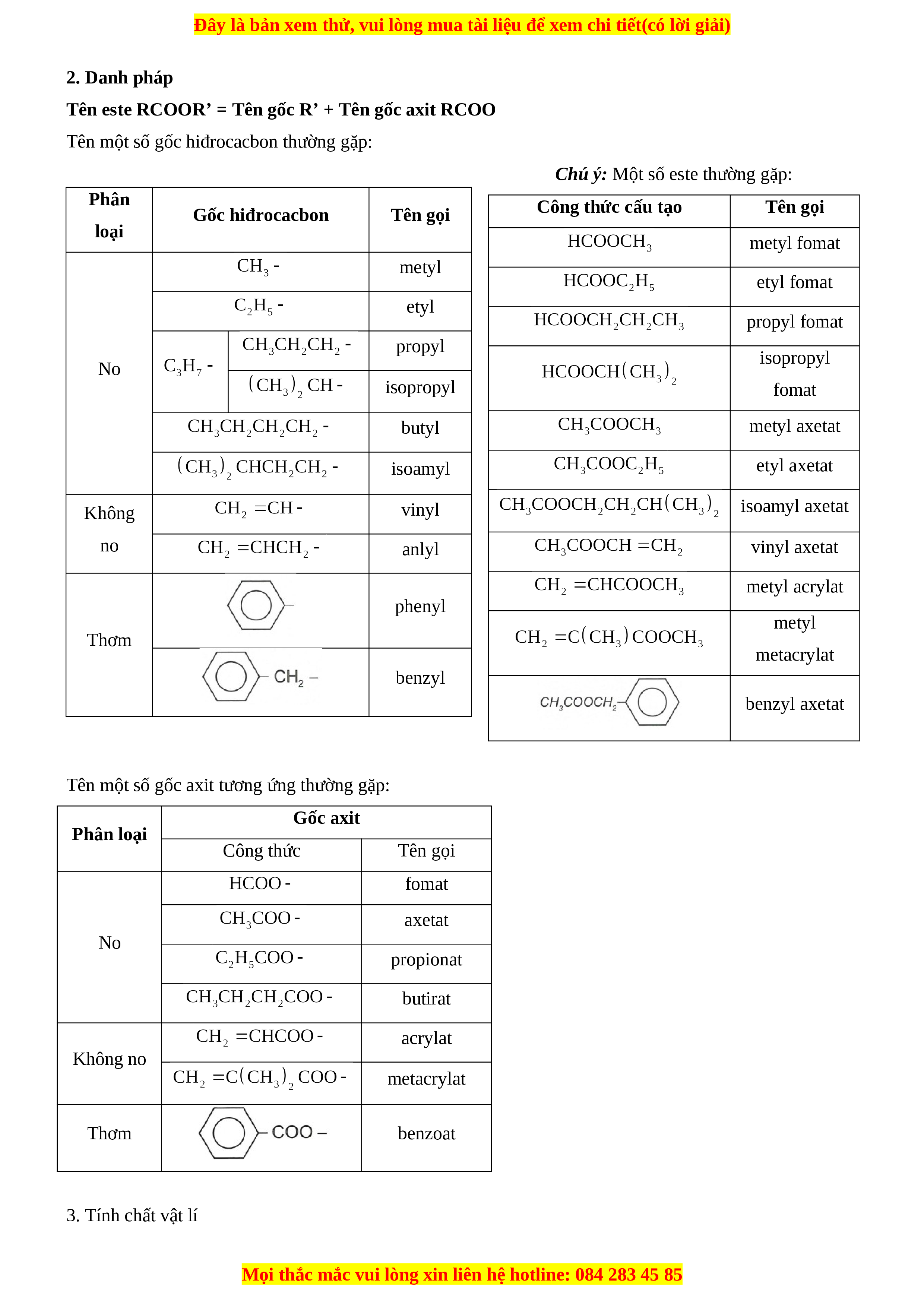 Tên các este thường gặp Gallery 2