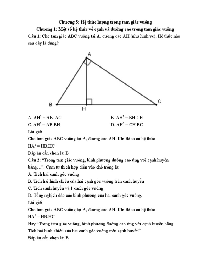 Tam giác ABC vuông tại A (AB < AC), đường cao AH Gallery 2