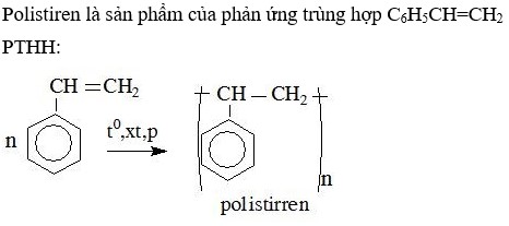 Thực hiện phản ứng trùng hợp stiren thu được polime có tên gọi là Polistiren Gallery 2