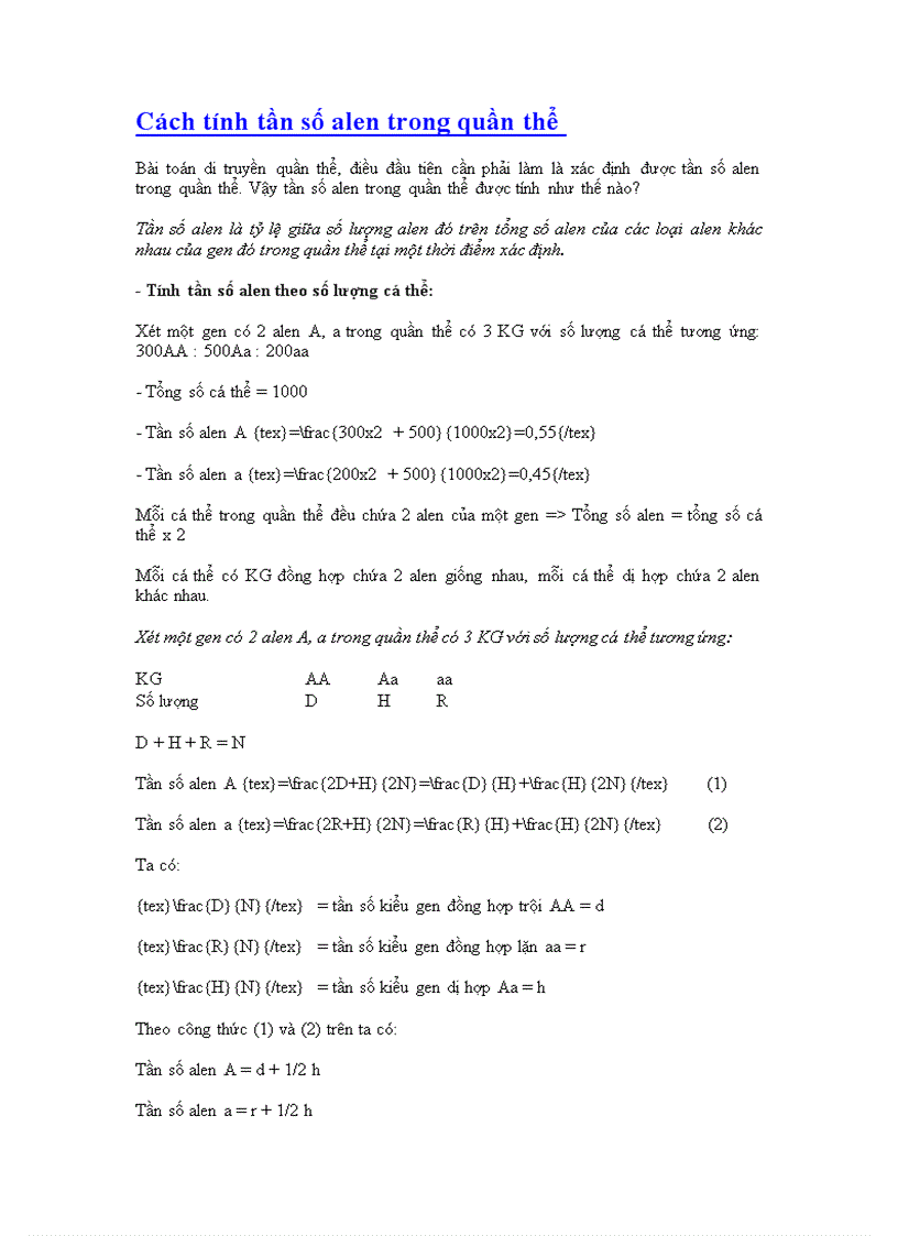 Tần số alen là gì? Gallery 2
