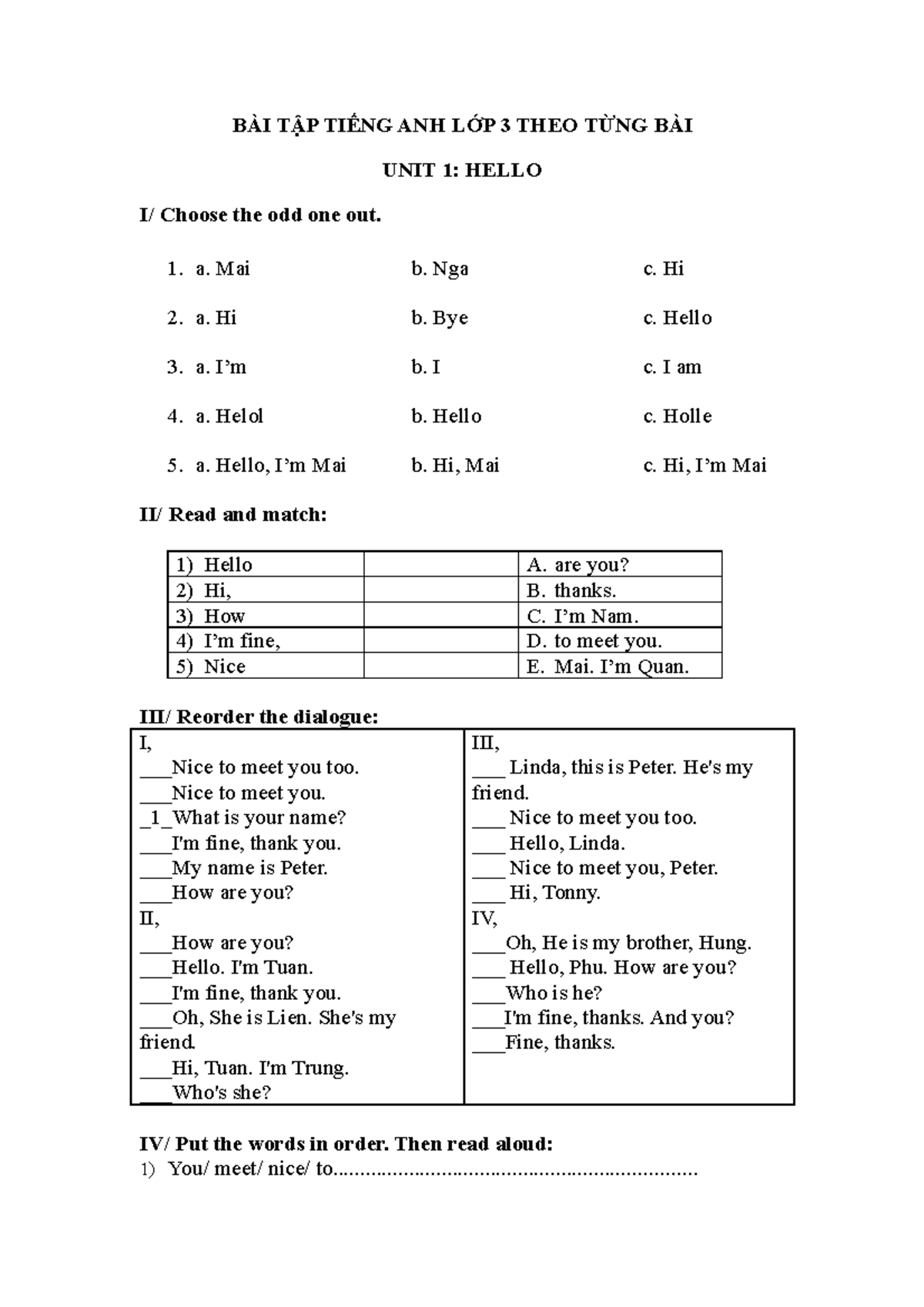 Bài tập Tiếng Anh lớp 3 theo từng Unit có đáp án Gallery 1