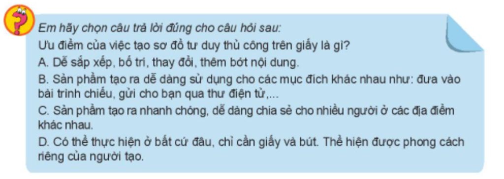 Ưu điểm của việc tạo sơ đồ tư duy thủ công trên giấy là gì?