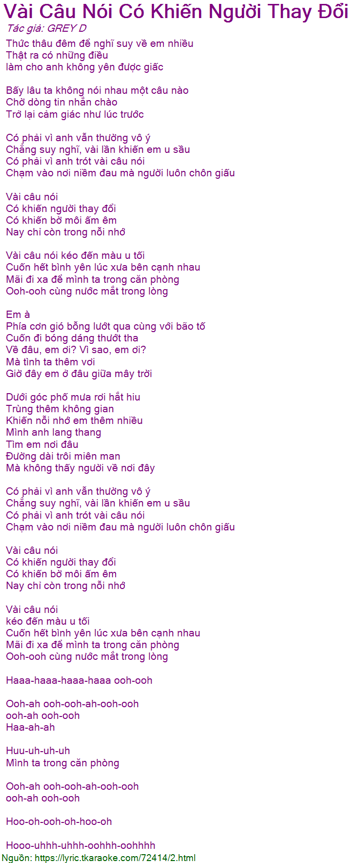 Vài Câu Nói Có Khiến Người Thay Đổi Lyric?