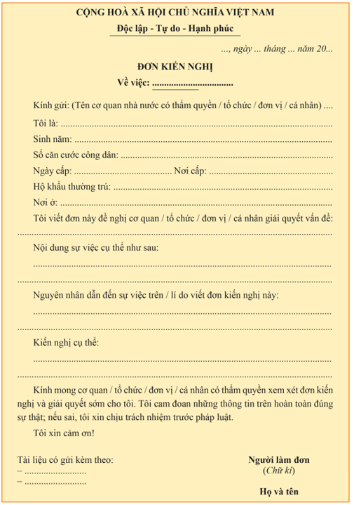 Văn bản kiến nghị về vấn đề an toàn giao thông