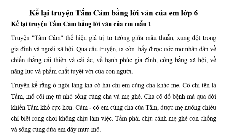 Văn Kể Chuyện Tấm Cám Lớp 4