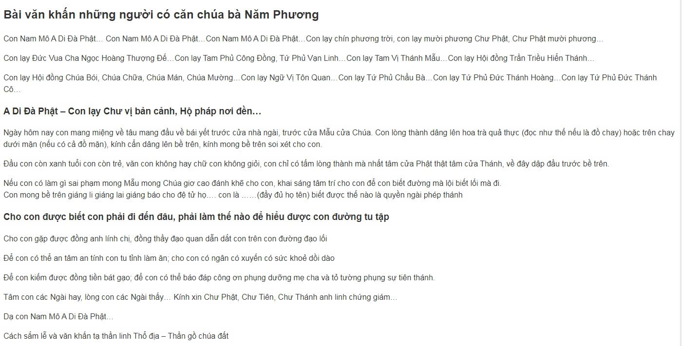 Văn Khấn Bà Chúa Nam Phương