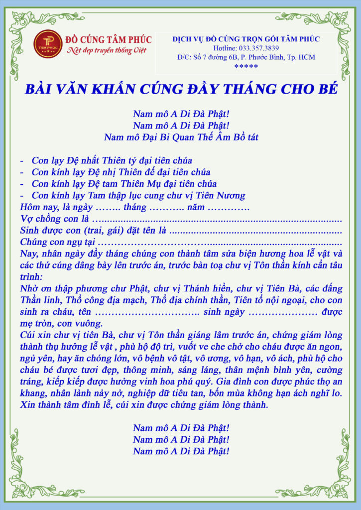 Văn Khấn Đầy Tháng Bé Trai Miền Bắc Chuẩn Nhất Gallery 1