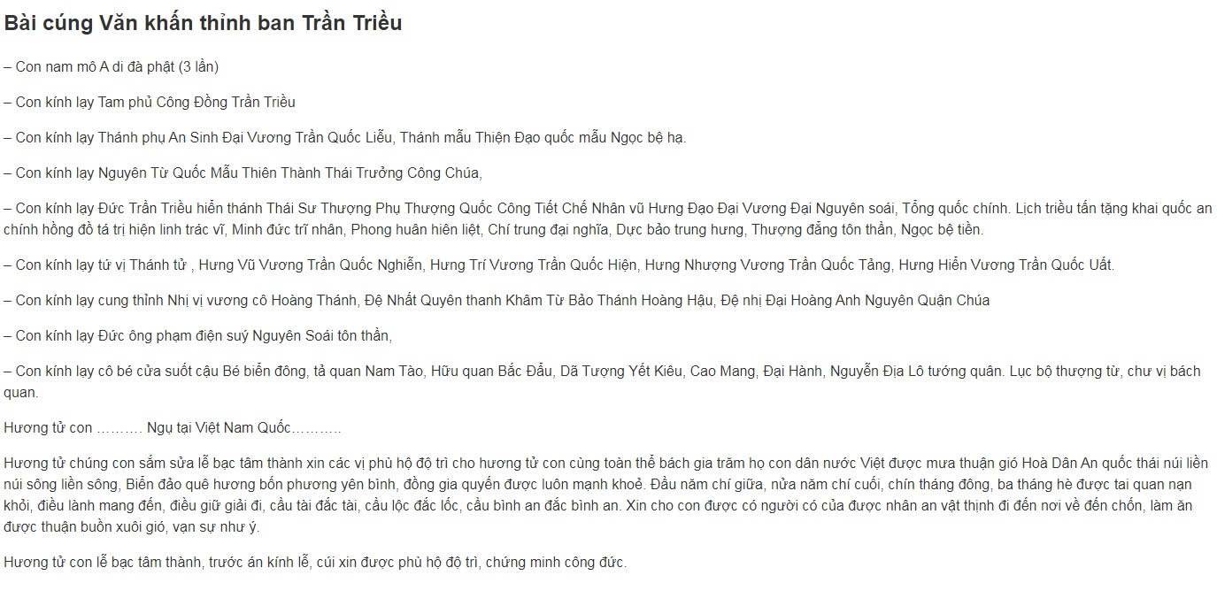 Văn Khấn Đền Trần Nam Định Chuẩn Nhất Gallery 1
