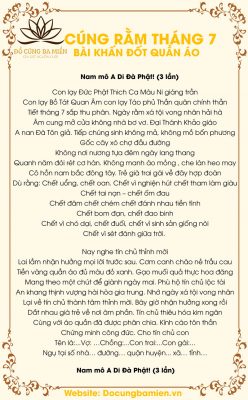 Văn Khấn Đốt Vàng Mã Tháng 7 Đầy Đủ Và Chuẩn Nhất