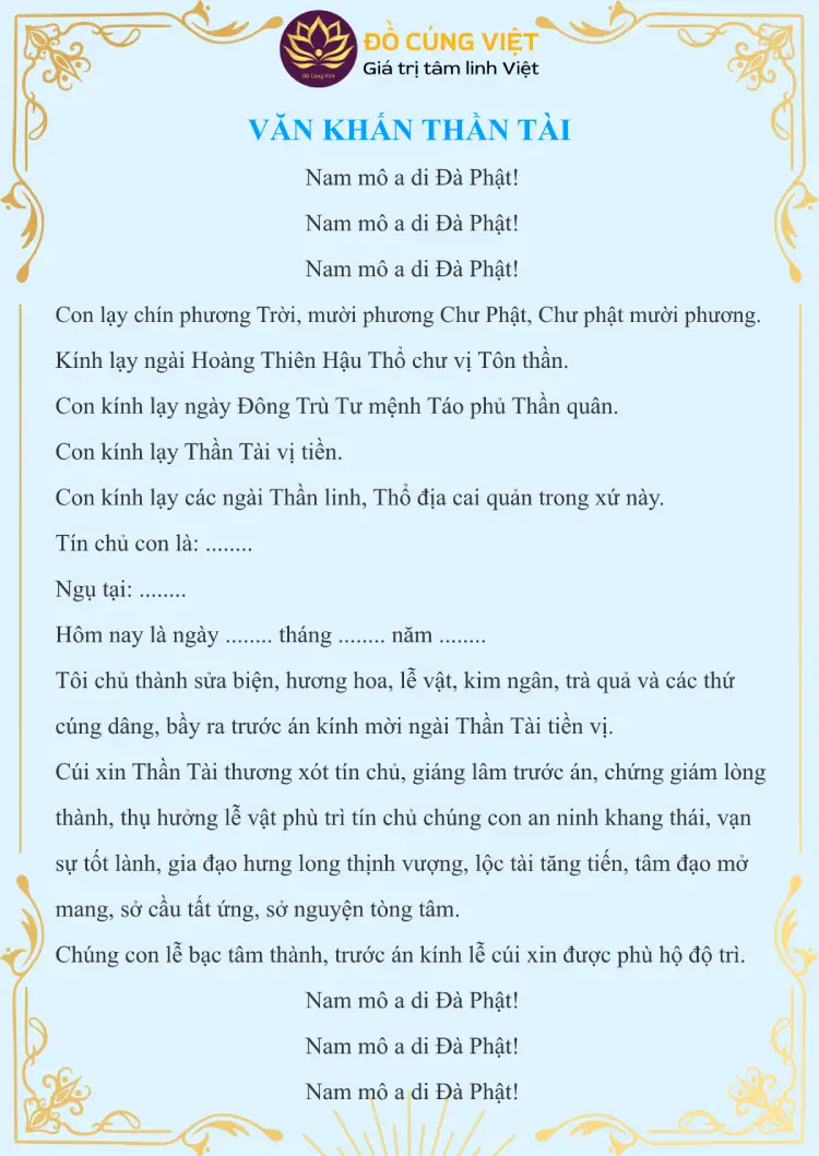 Văn Khấn Đốt Vía Cúng Thần Tài, Ông Địa, Gia Tiên Gallery 1