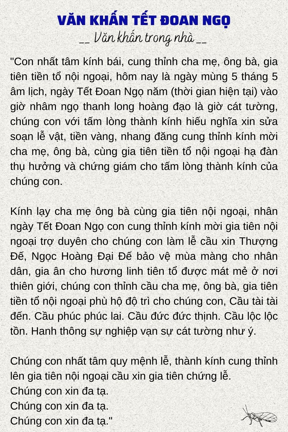Văn Khấn Tết Đoan Ngọ Mùng 5 Tháng 5