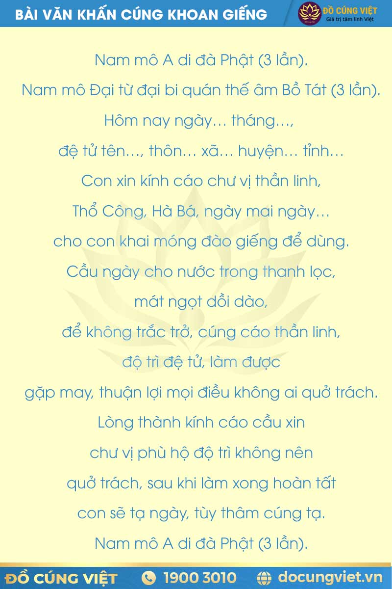 Văn Khấn Thần Giếng Chuẩn Nhất