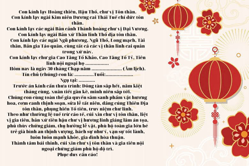 Văn Khấn Trưa 30 Tết Chuẩn Nhất Gallery 1