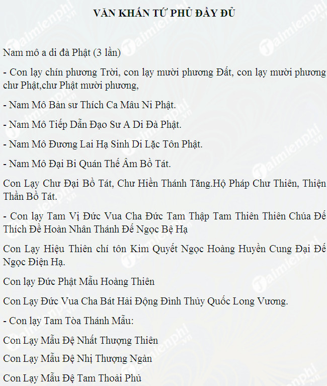 Văn Khấn Tứ Phủ Ngắn Gọn Nhất Gallery 1