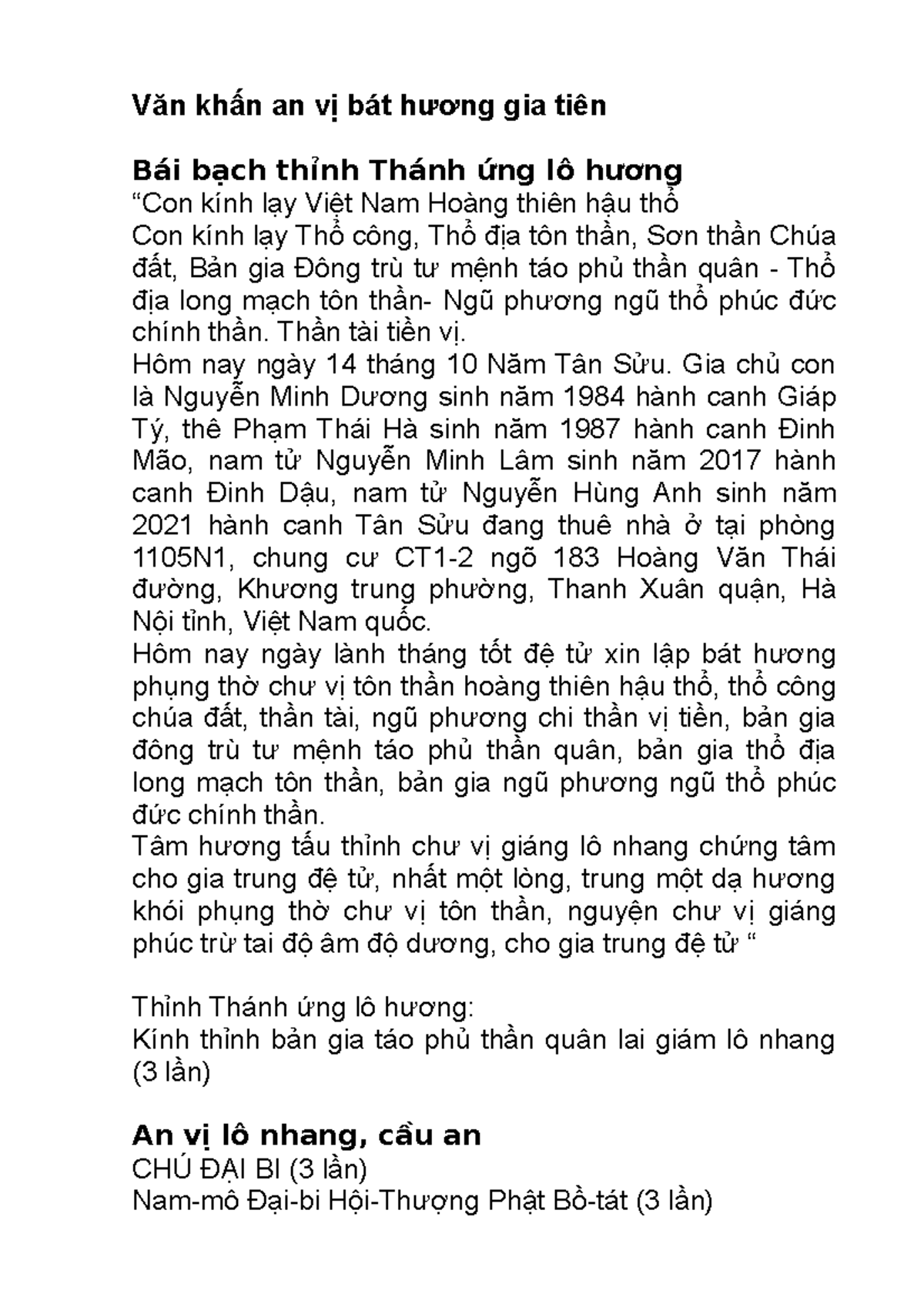 Văn Khấn Yên Vị Bát Hương Gia Tiên Chuẩn Nhất Gallery 1